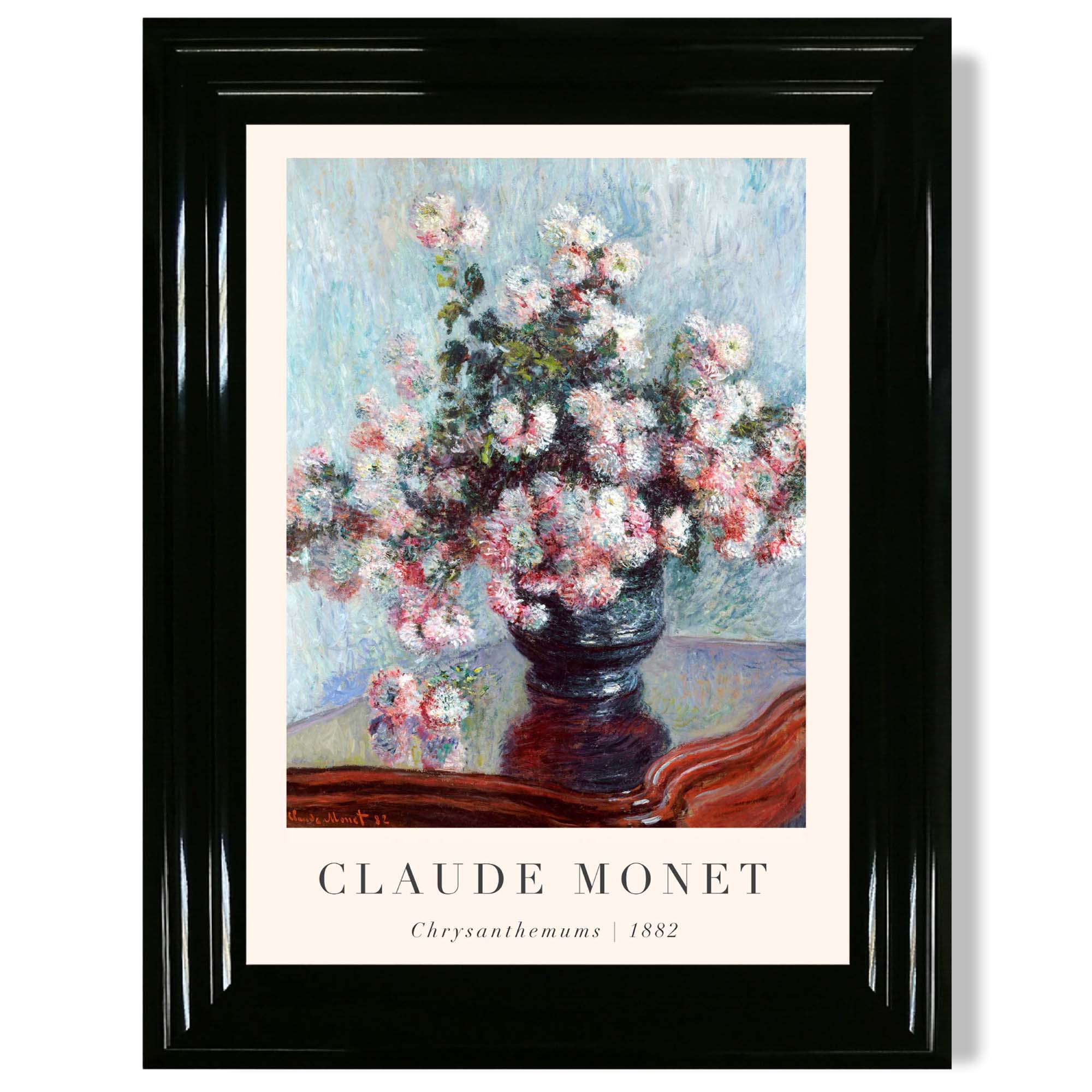 Claude Monet Crysanthemums print in Black Glossy Frame