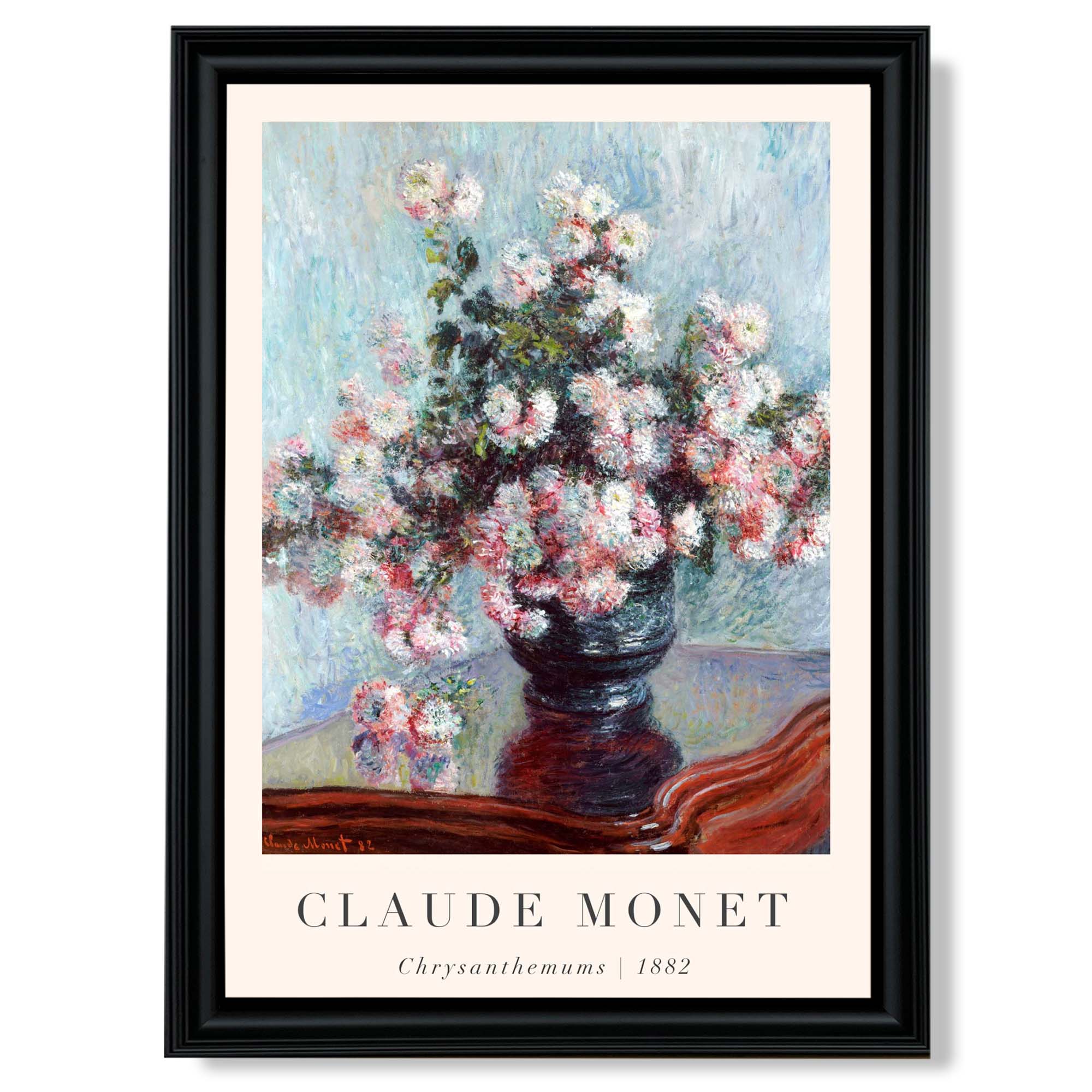Claude Monet Crysanthemums print in Black Scoop Frame