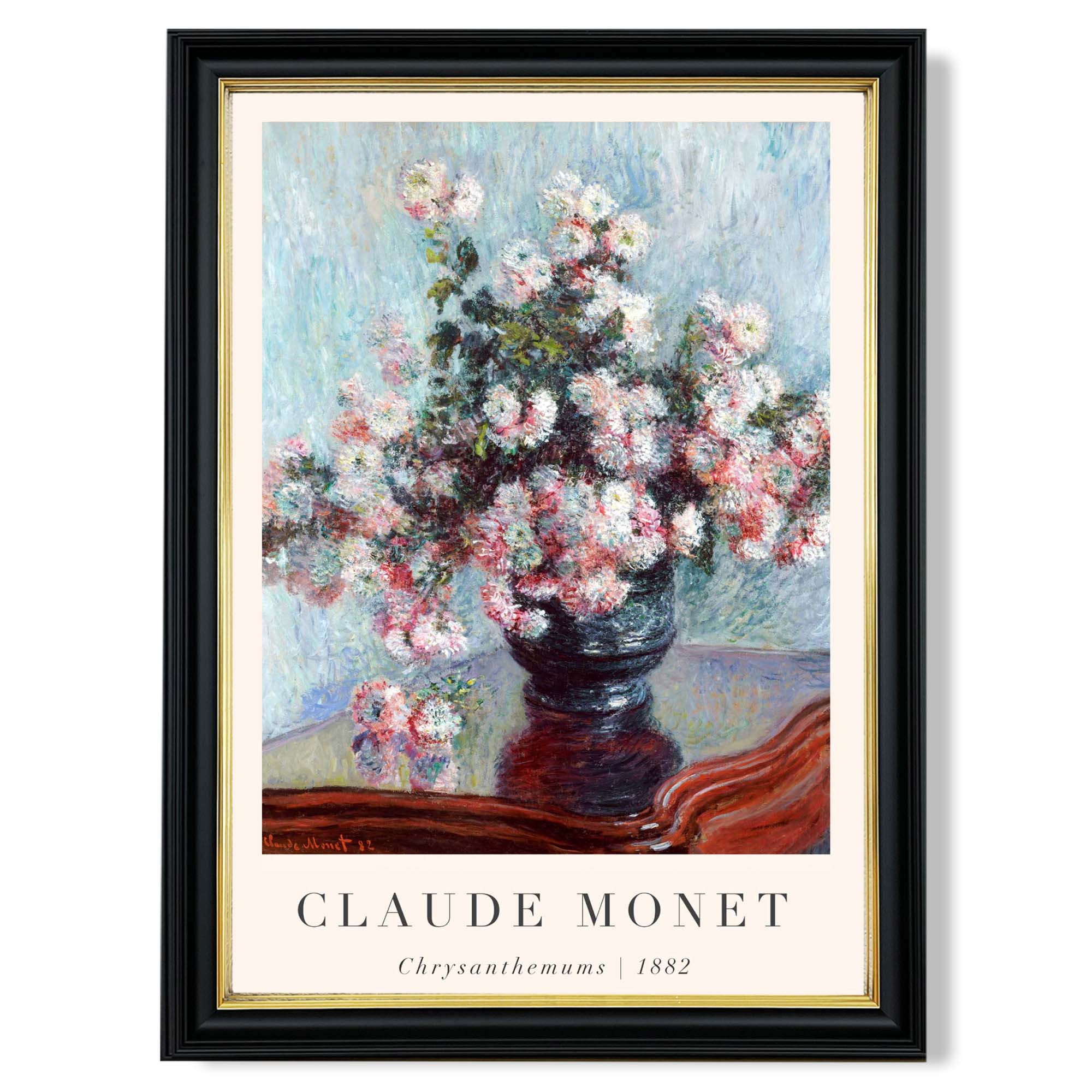 Claude Monet Crysanthemums print in Black and Gold Frame