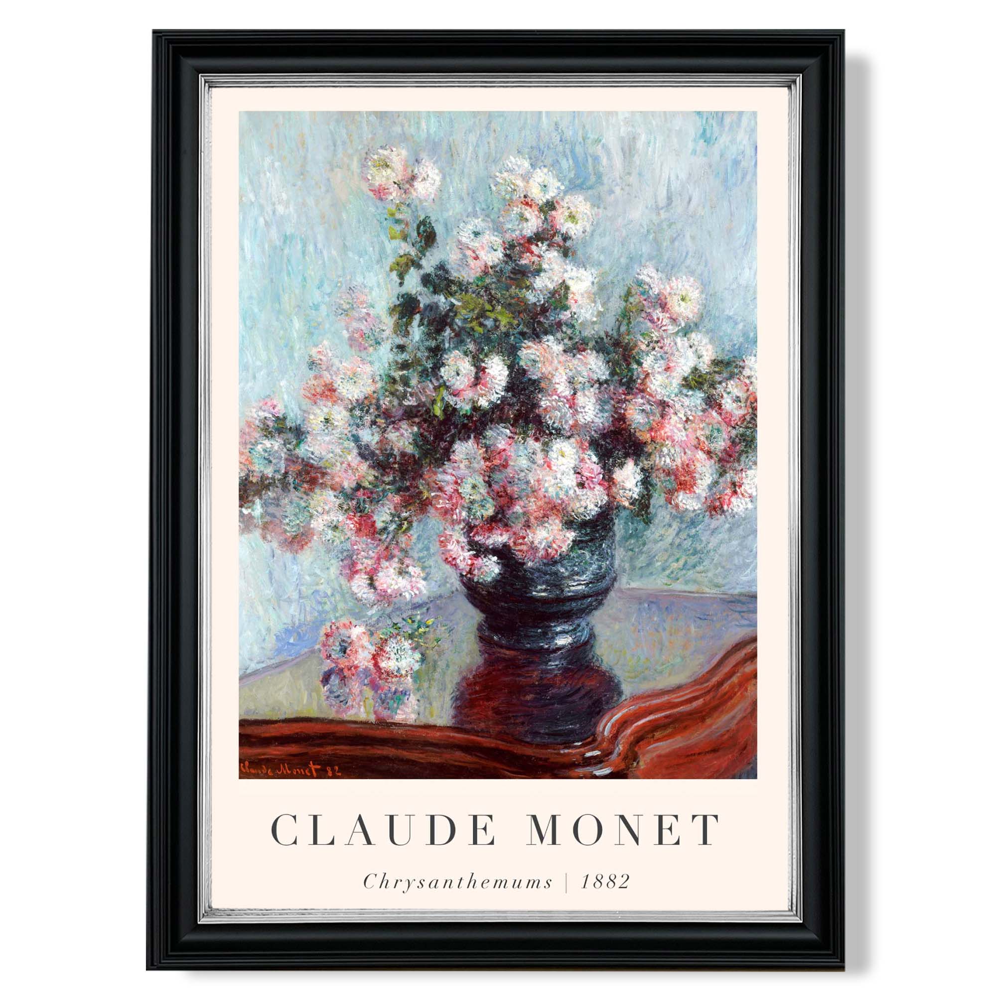 Claude Monet Crysanthemums print in Black and silver Frame