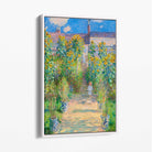 Claude Monet The Artist's Garden at Vetheuil Canvas Art Print with White Float Frame
