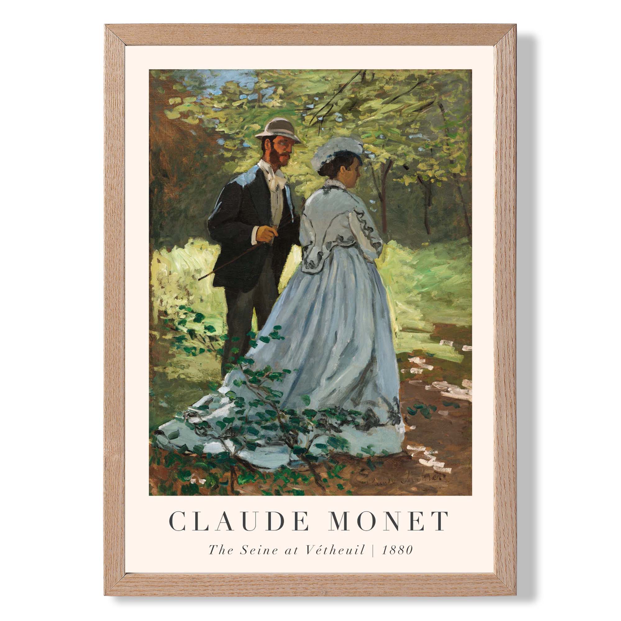 Claude Monet The Seine at Vetheuil print in Light Oak Wooden Frame