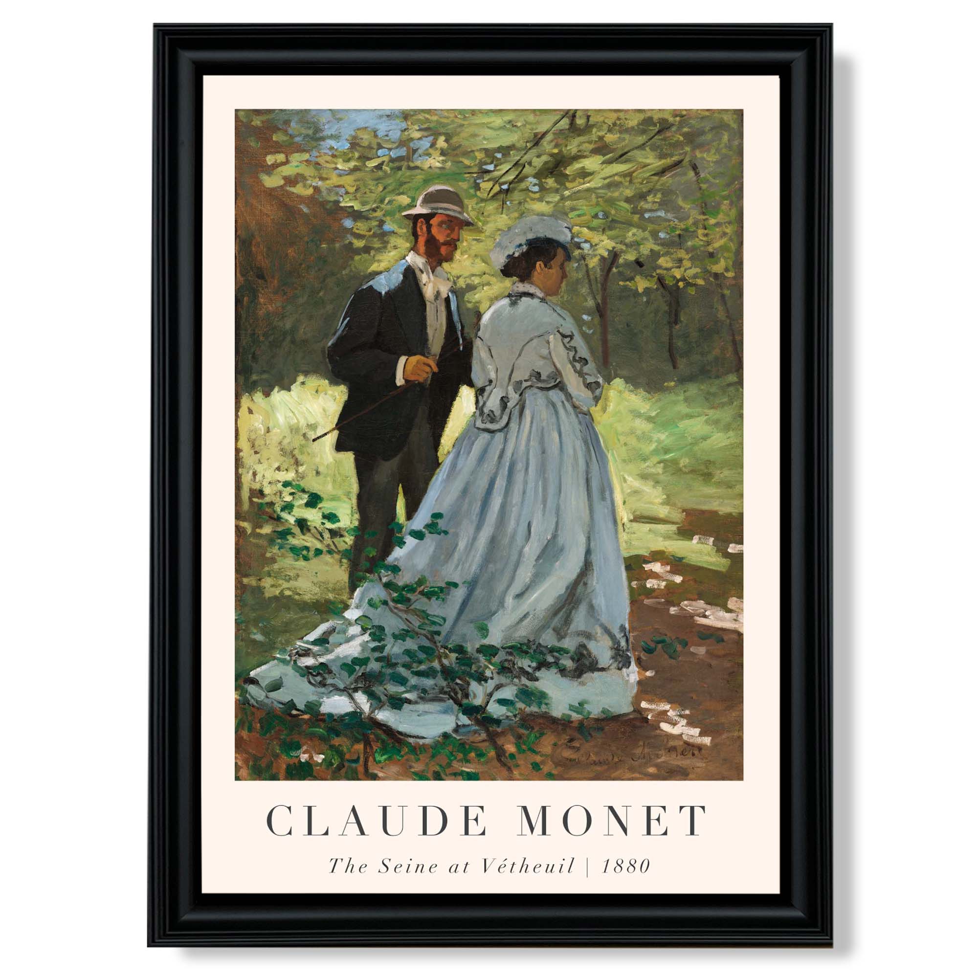 Claude Monet The Seine at Vetheuil print in Black Scoop Frame