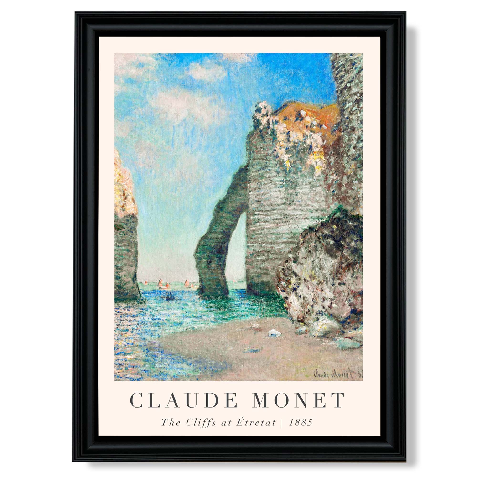 Claude Monet The Cliffs at Etretat print in Black Scoop Frame