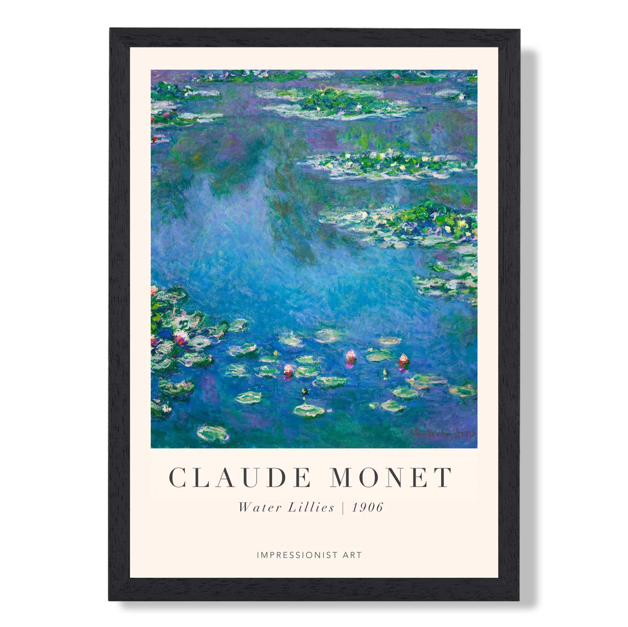 Claude Monet Water Lillies print in Black Wooden Frame