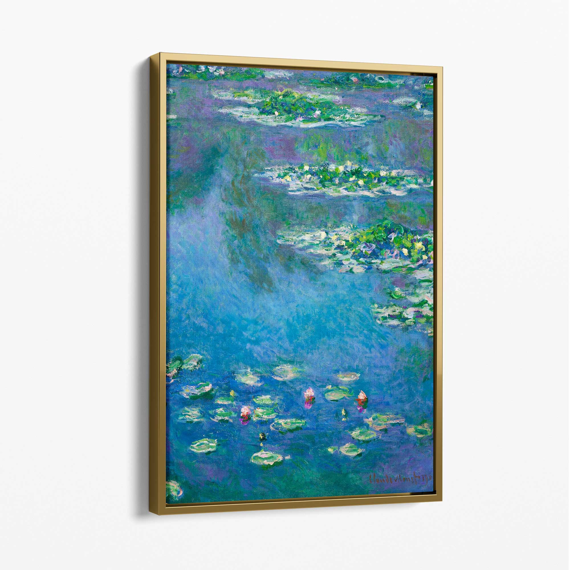 Claude Monet Water Lillies Canvas Art Print with Gold Float Frame