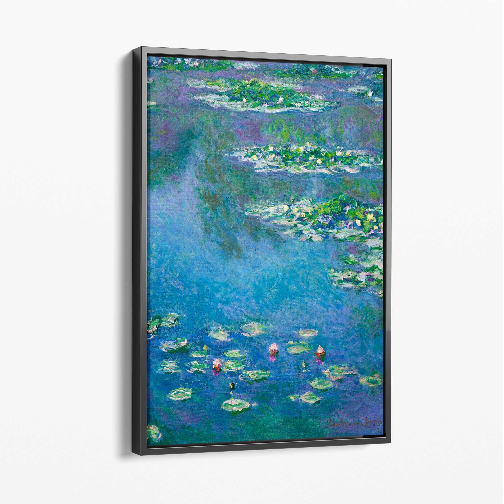 Claude Monet Water Lillies Canvas Art Print with Grey Float Frame