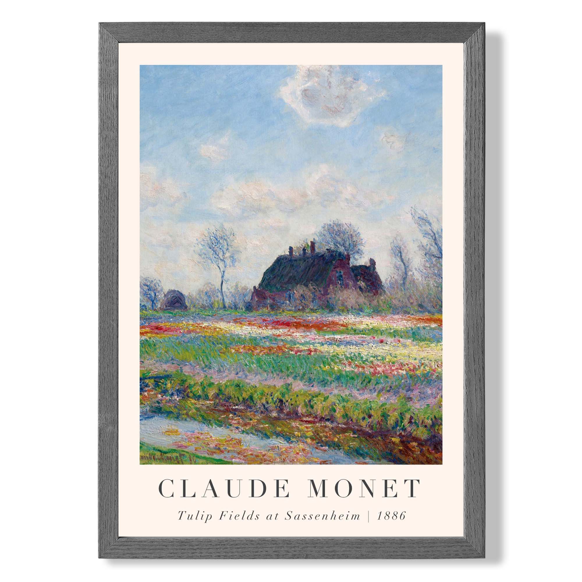 Claude Monet Tulip Fields print in Dark Grey Wooden Frame