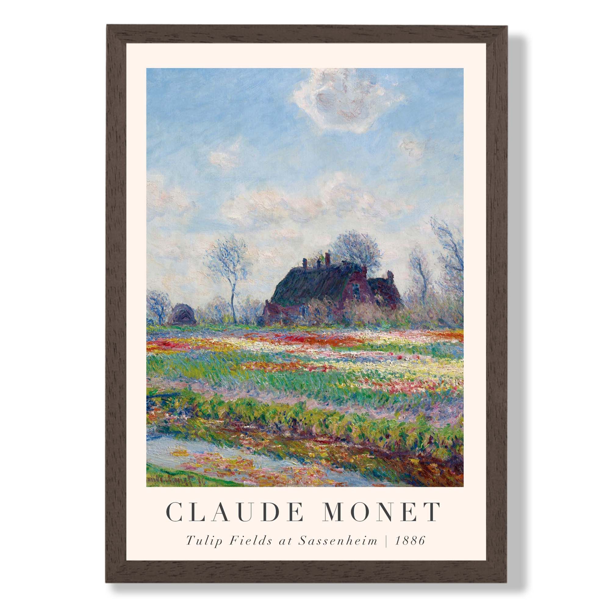 Claude Monet Tulip Fields print in Dark Wooden Frame