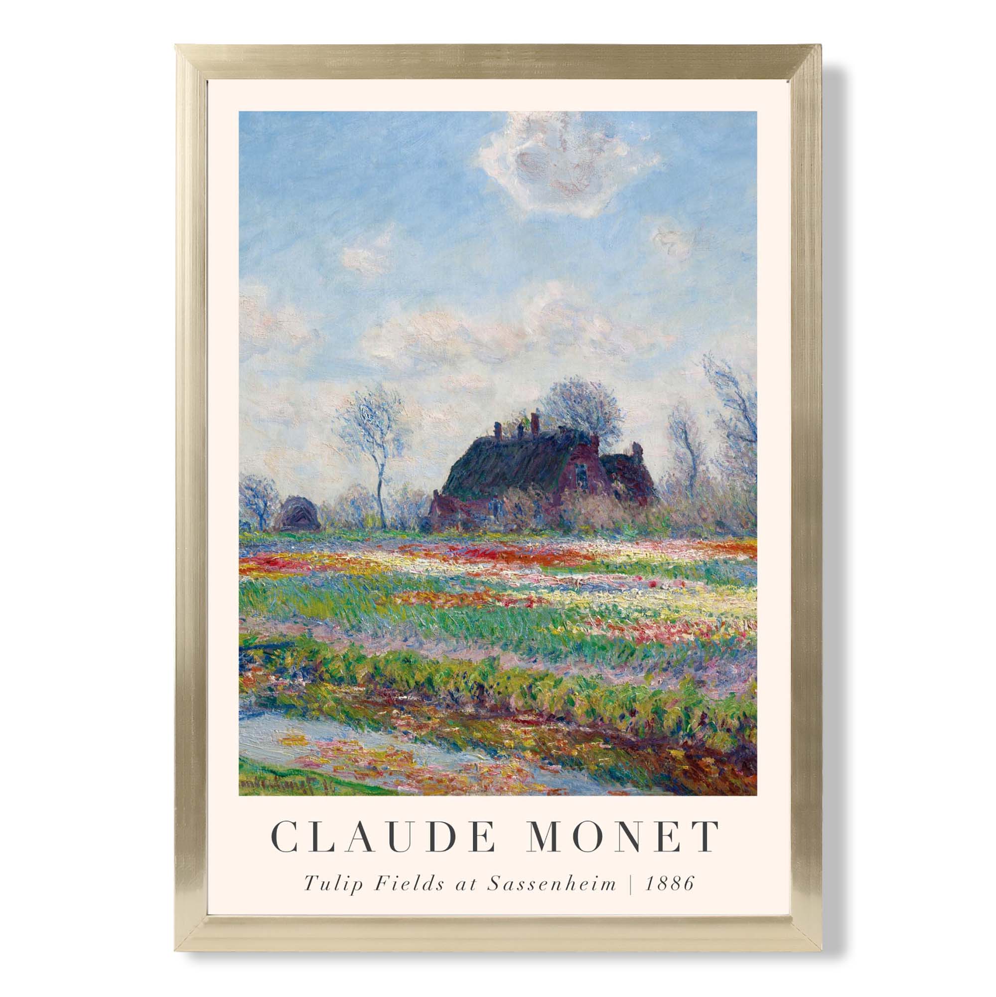 Claude Monet Tulip Fields print in Gold Wooden Frame