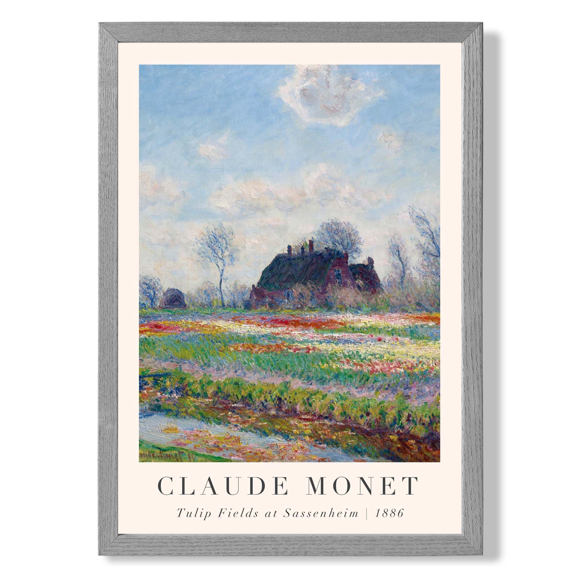 Claude Monet Tulip Fields print in Light Grey Wooden Frame