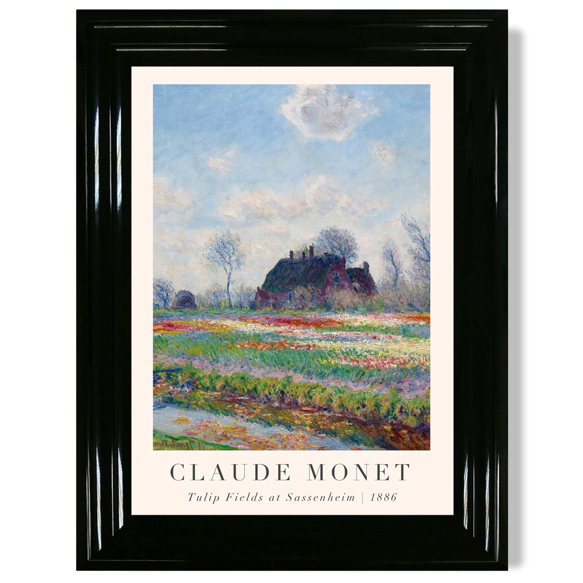 Claude Monet Tulip Fields print in Black Glossy Frame