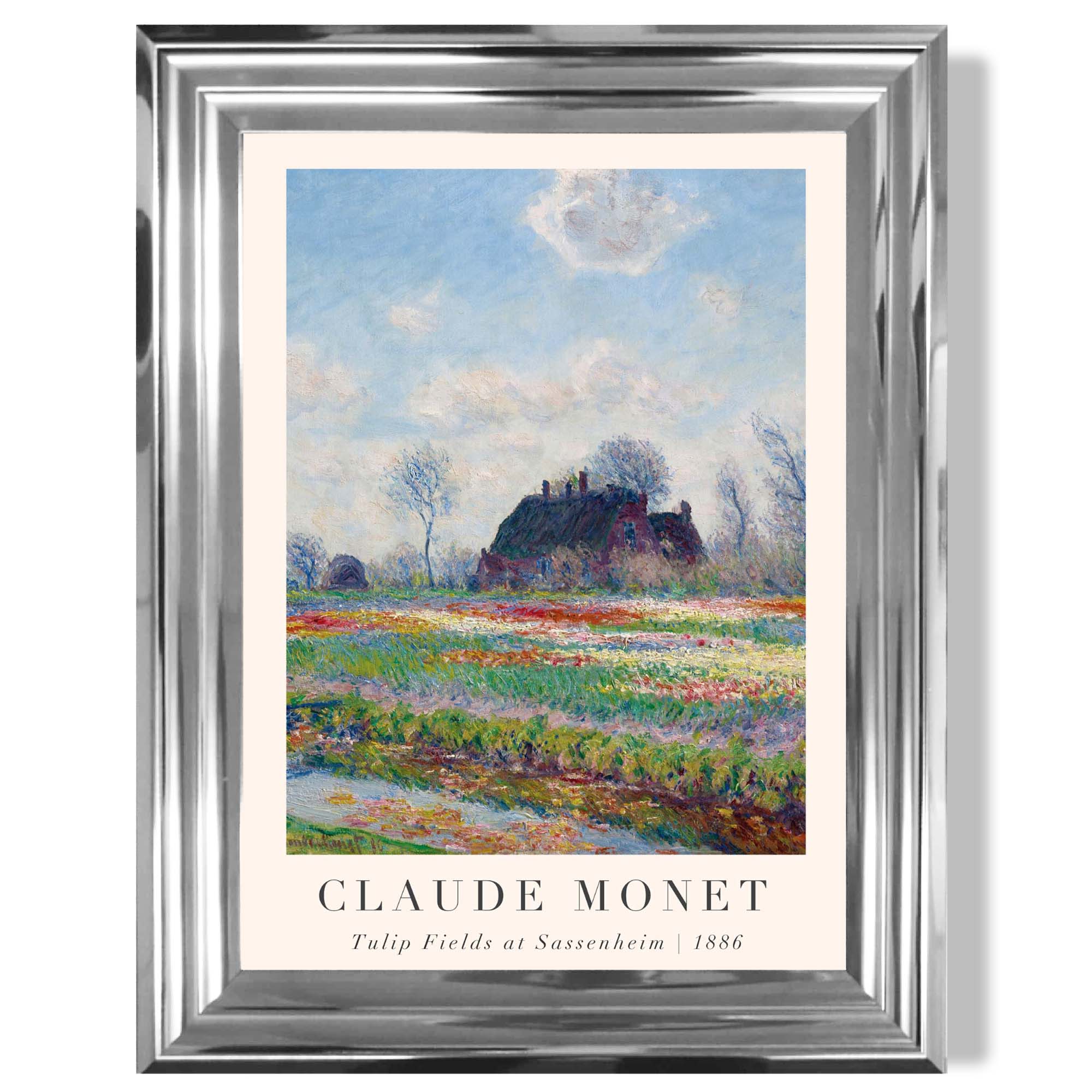Claude Monet Tulip Fields print in Chrome Glossy Frame