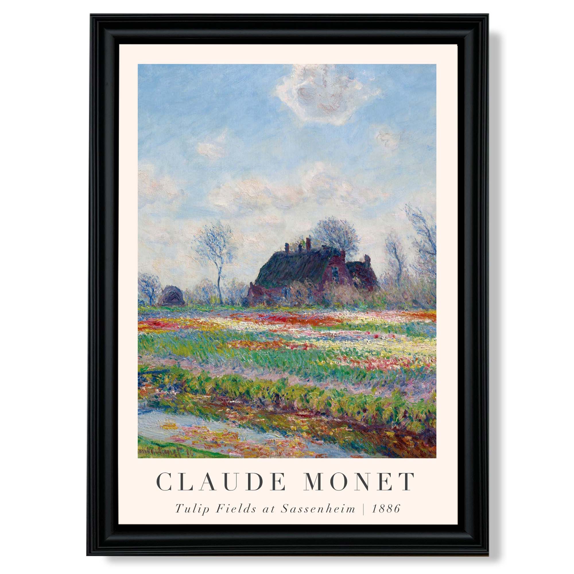 Claude Monet Tulip Fields print in Black Scoop Frame