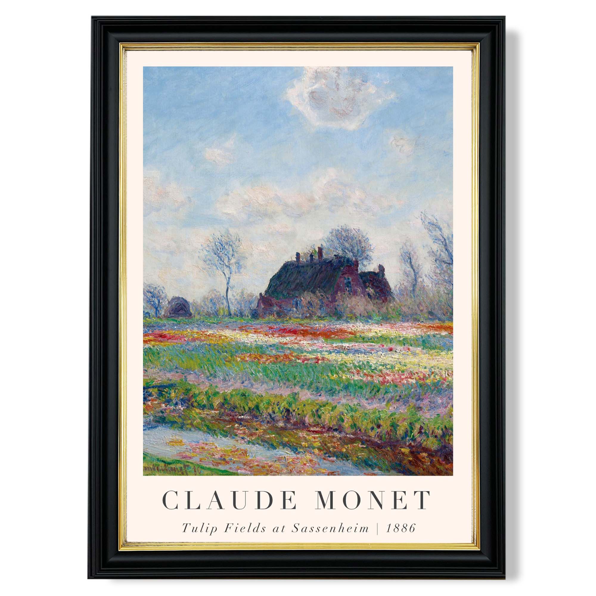 Claude Monet Tulip Fields print in Black and Gold Frame