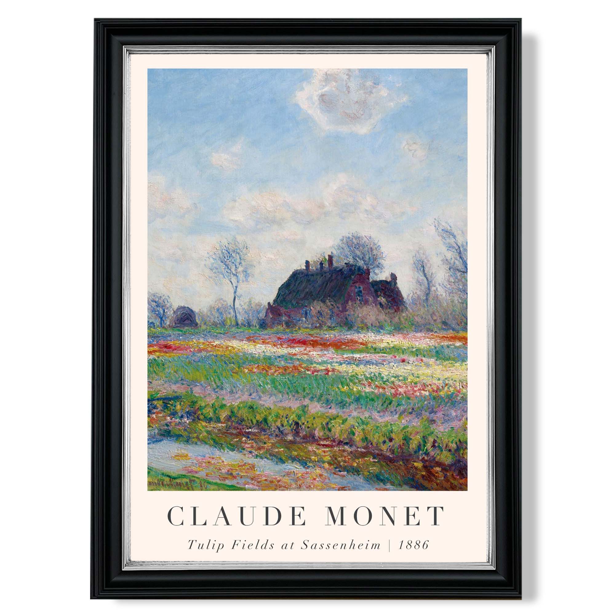 Claude Monet Tulip Fields print in Black and silver Frame