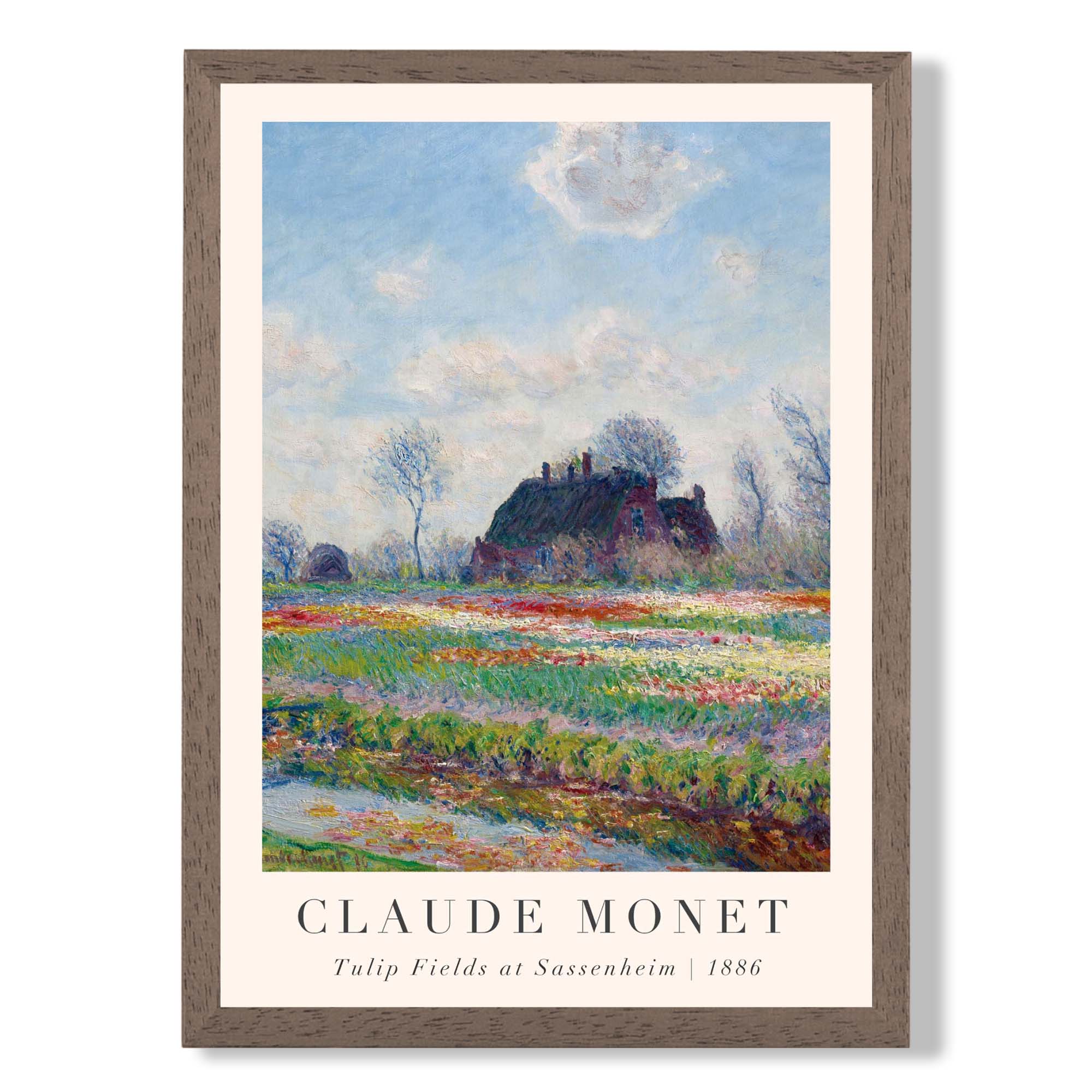 Claude Monet Tulip Fields print in Walnut Wooden Frame