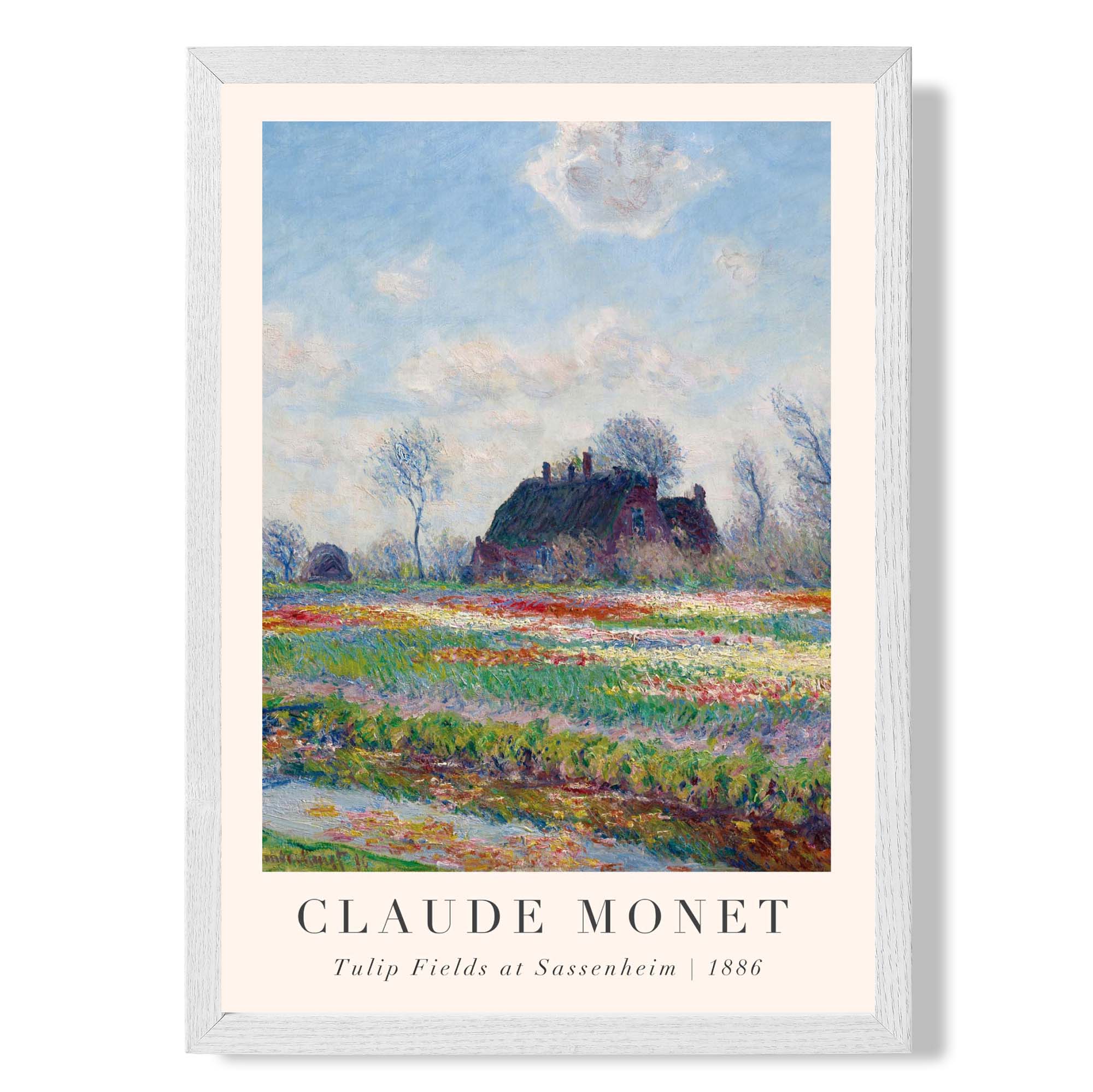 Claude Monet Tulip Fields print in White Wooden Frame