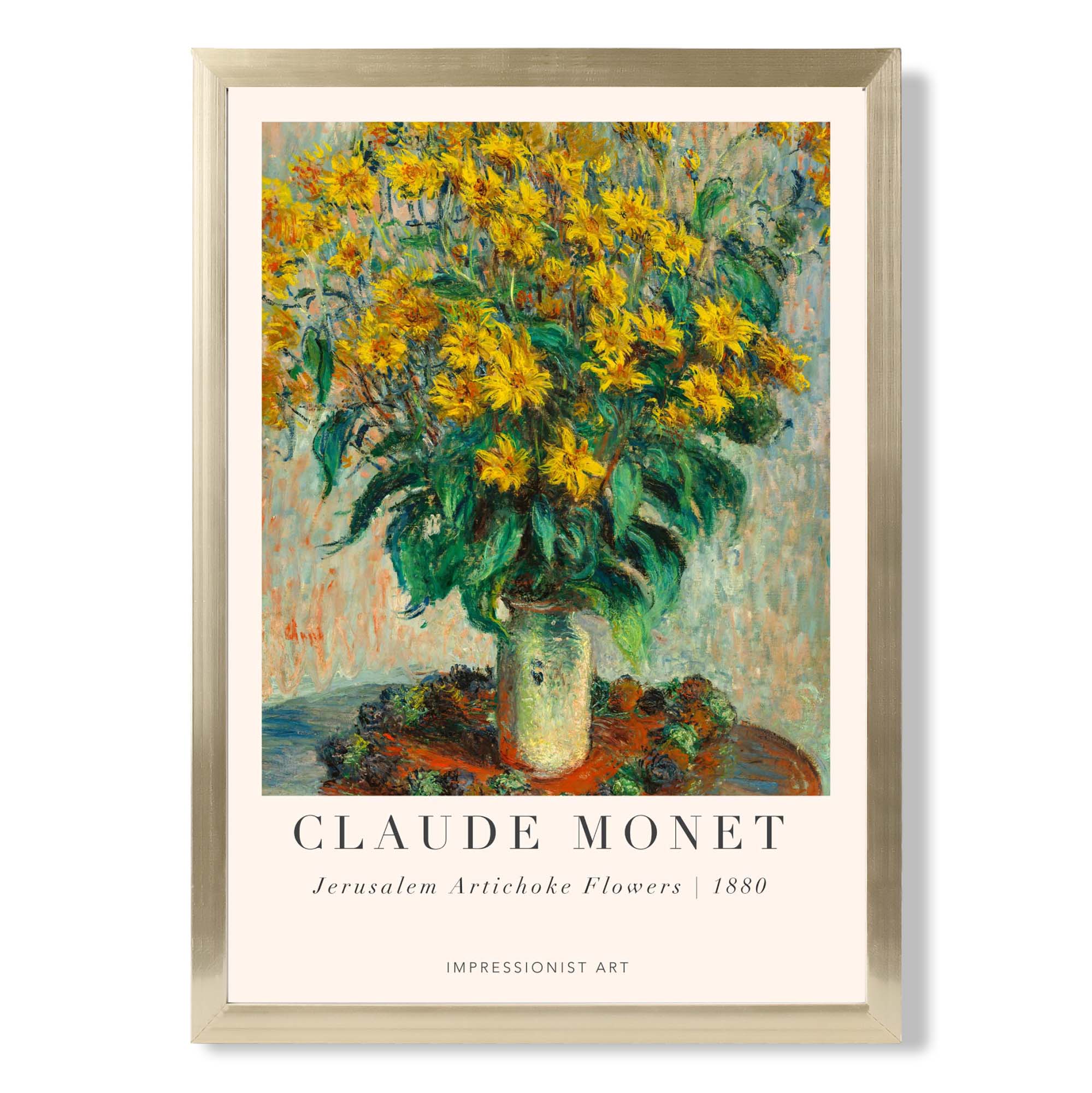 Claude Monet Jerusalem Artichoke Flowers print in Gold Wooden Frame