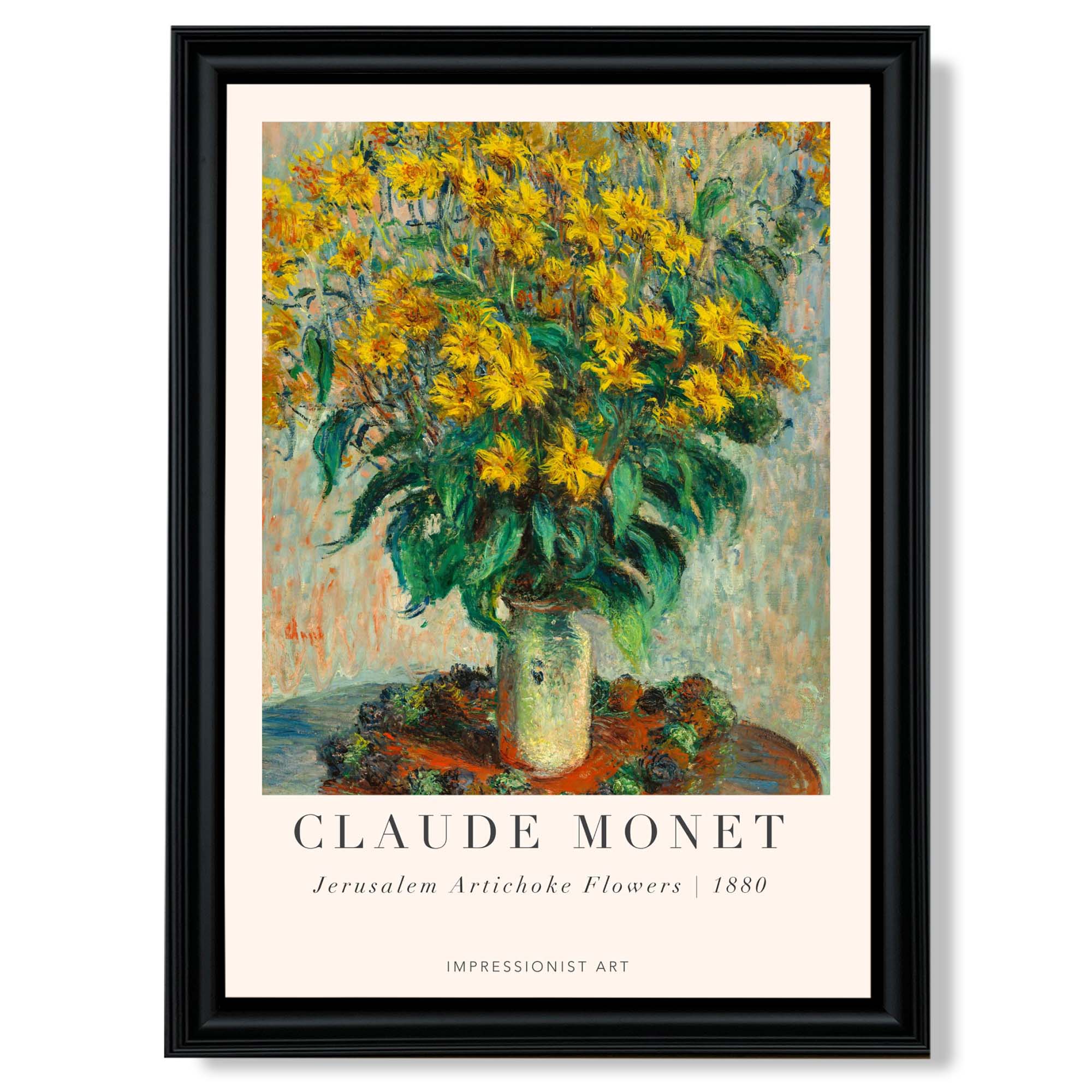 Claude Monet Jerusalem Artichoke Flowers print in Black Scoop Frame