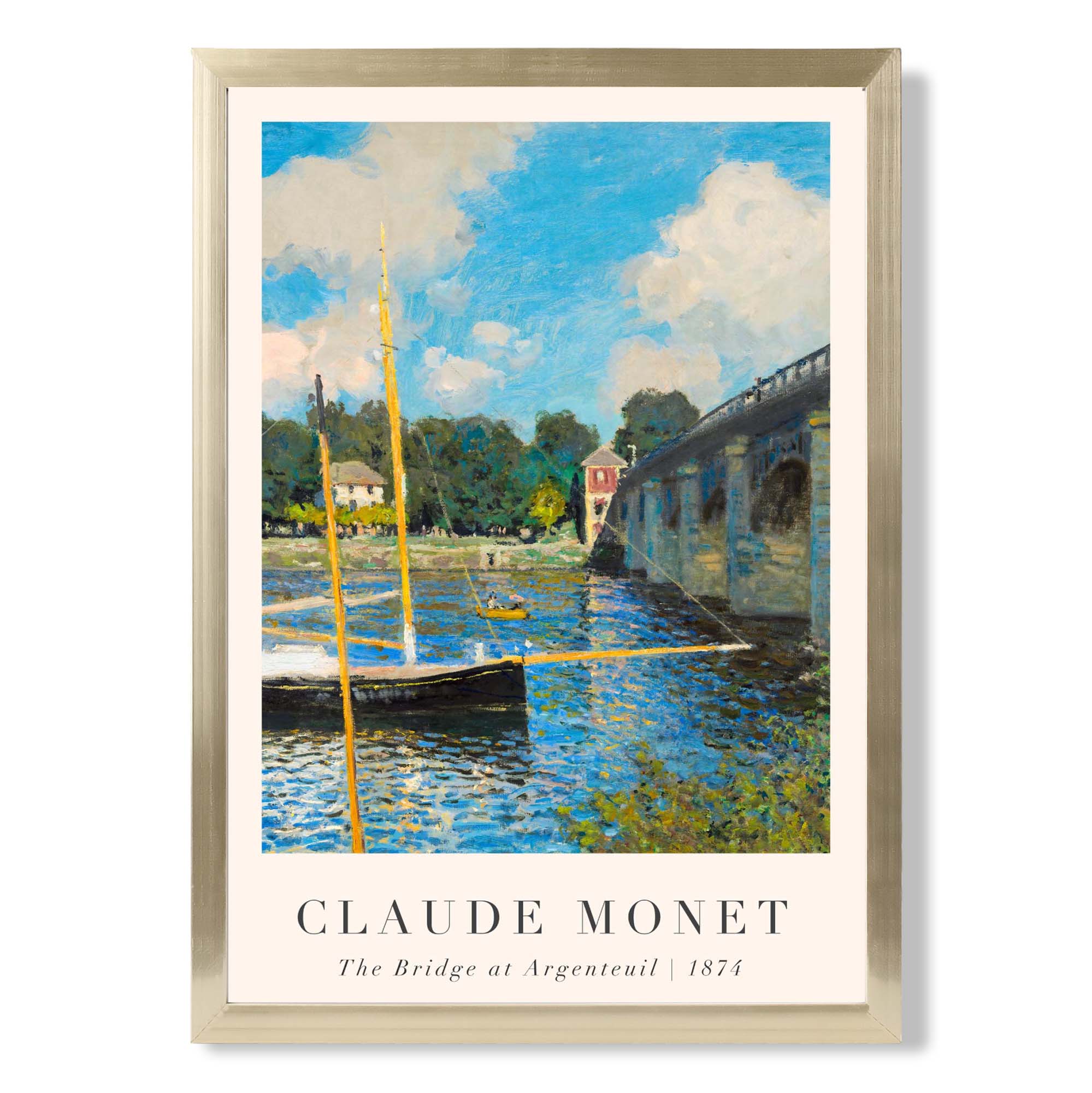Claude Monet The Bridge at Argenteuil print in Gold Wooden Frame