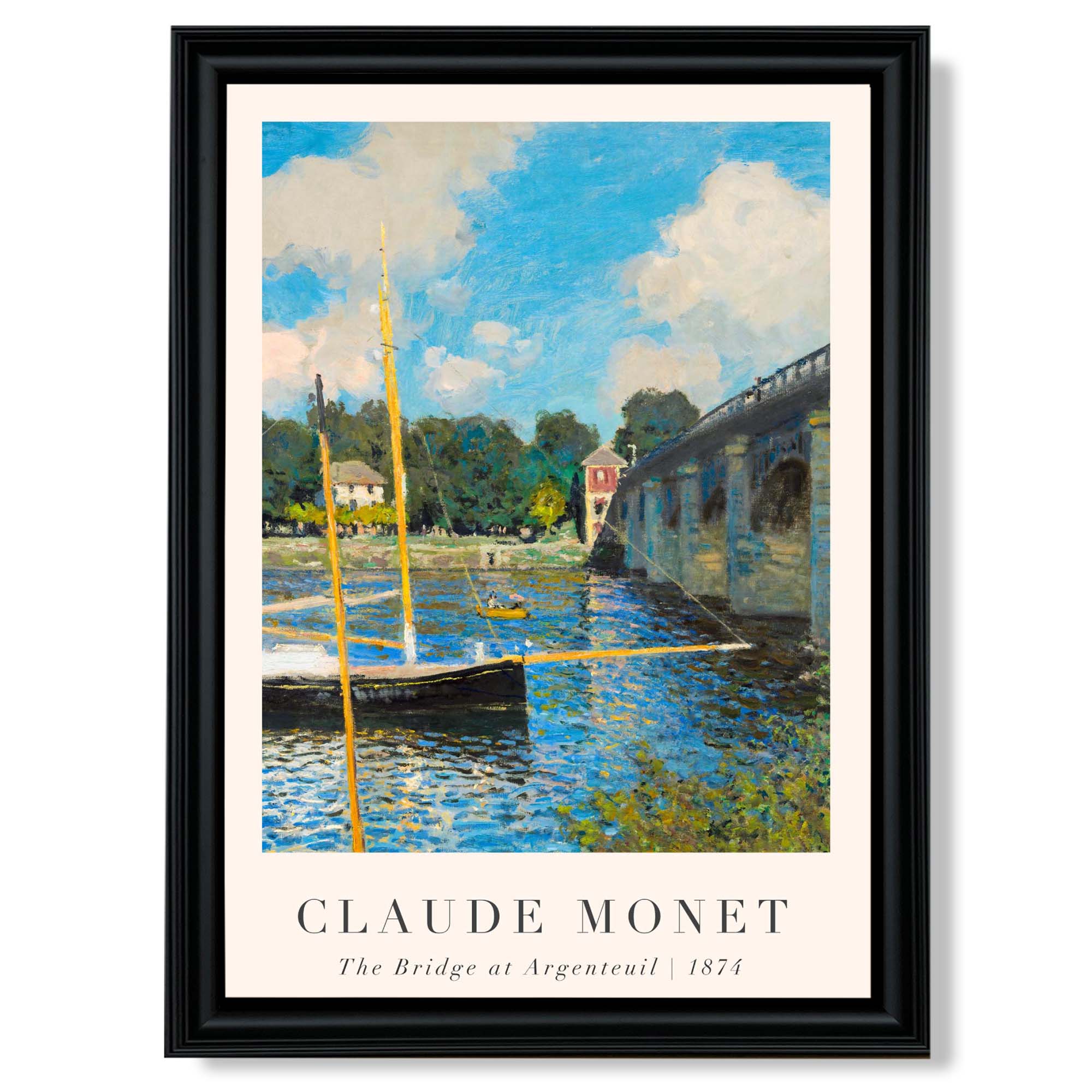 Claude Monet The Bridge at Argenteuil print in Black Scoop Frame