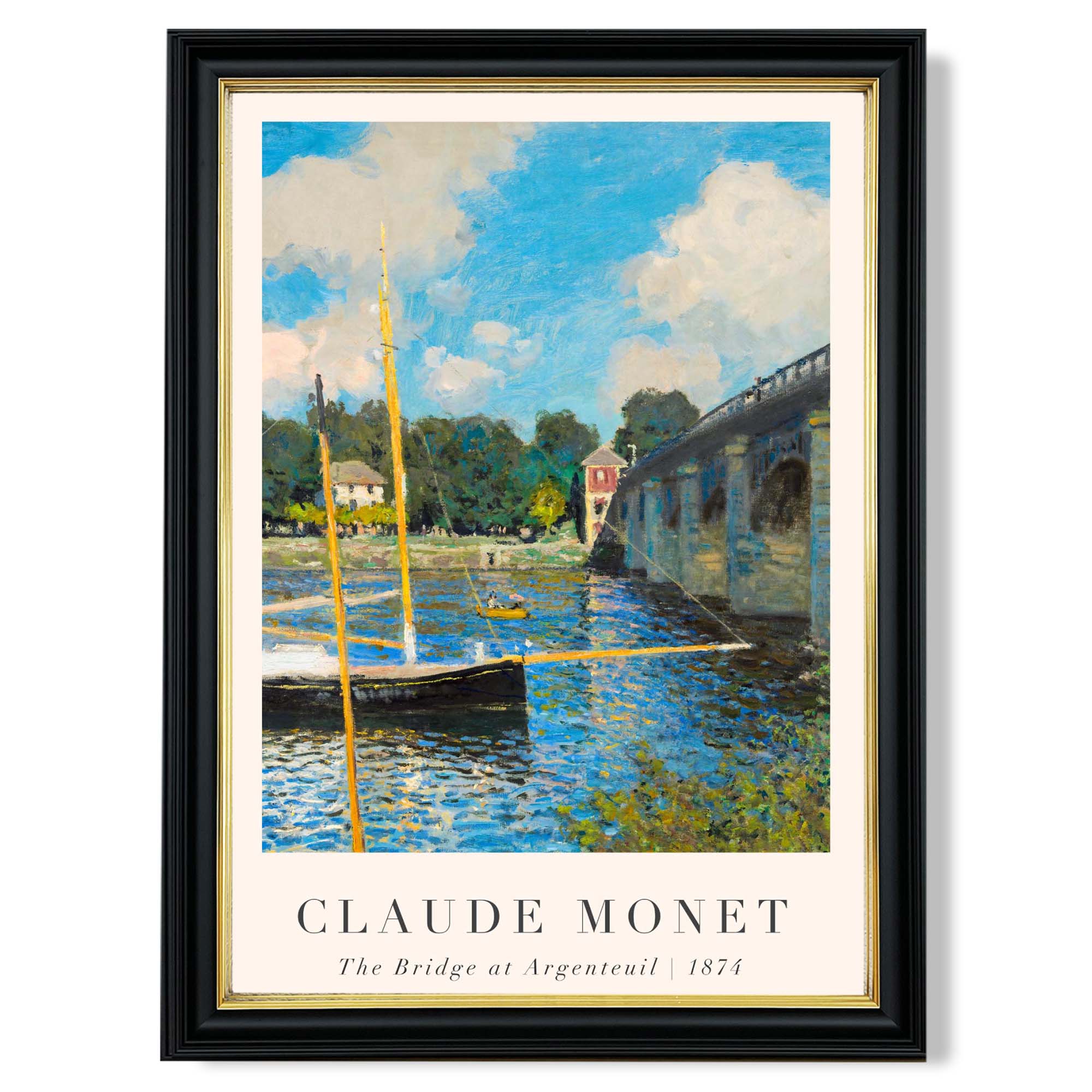 Claude Monet The Bridge at Argenteuil print in Black and Gold Frame