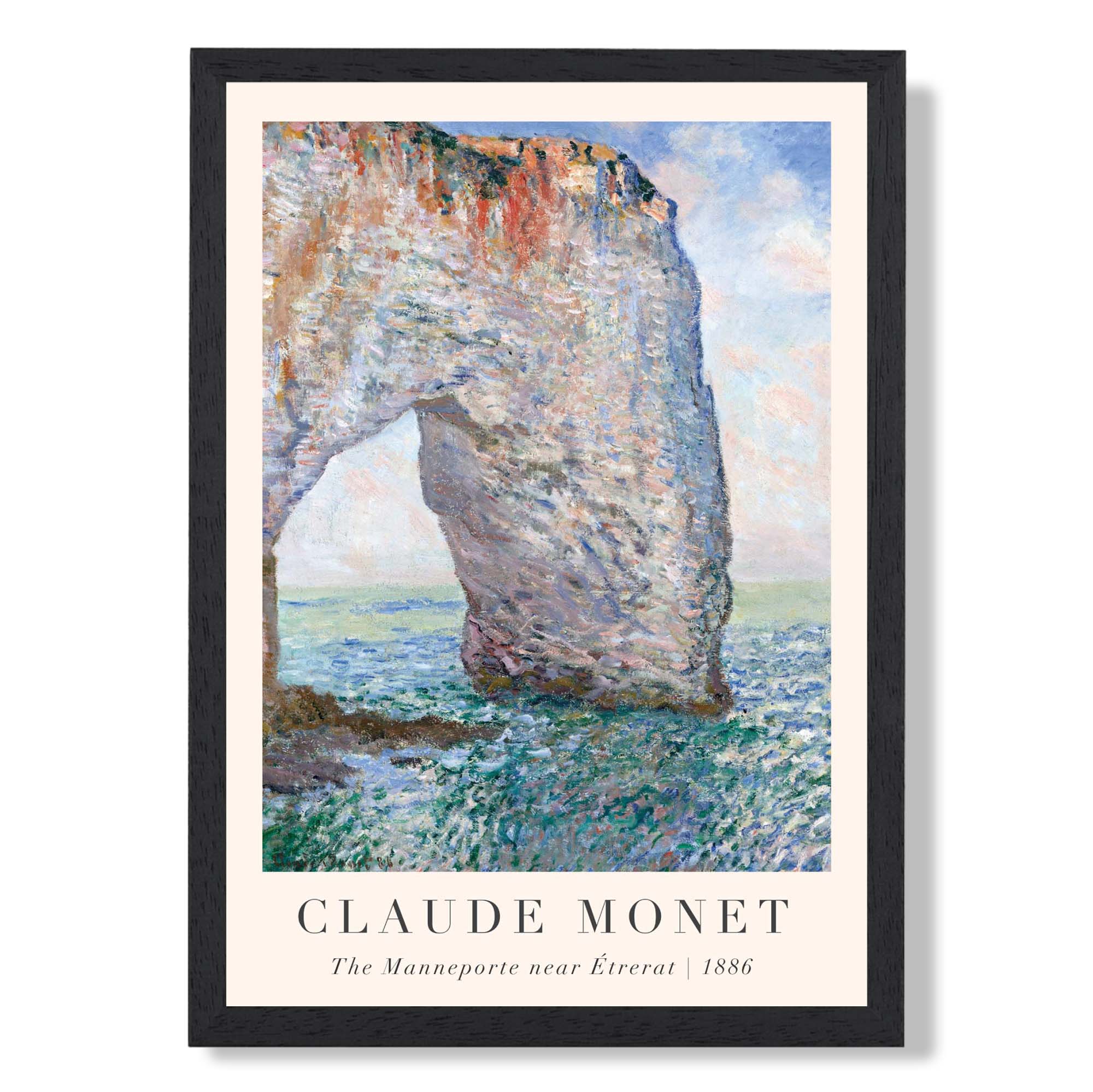 Claude Monet The Manneporte near Etrerat print in Black Wooden Frame