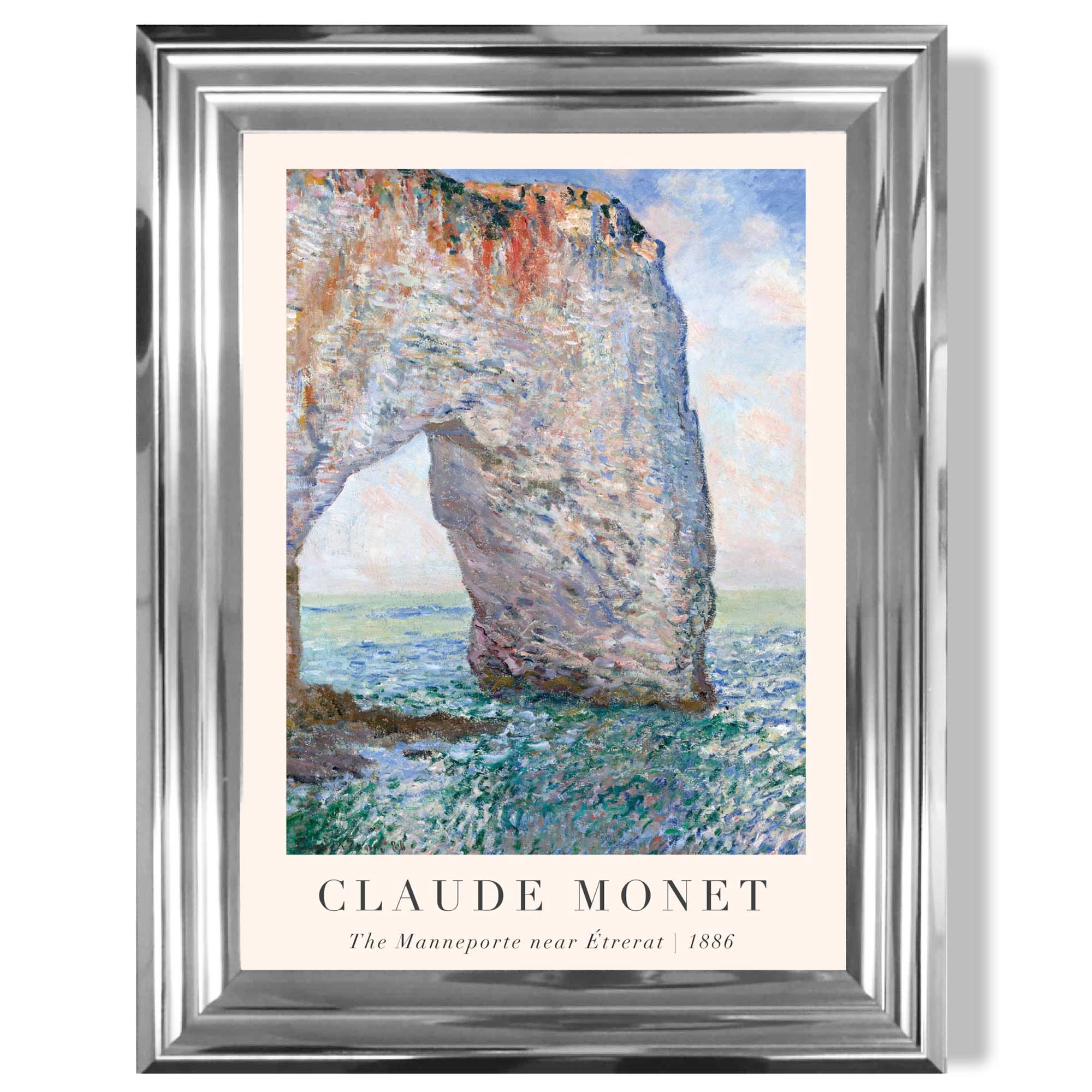Claude Monet The Manneporte near Etrerat print in Chrome Glossy Frame