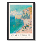 Claude Monet The Beach and the Falaise d'Amont print in Black Wooden Frame