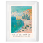 Claude Monet The Beach and the Falaise d'Amont print in White Glossy Frame