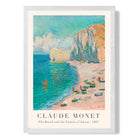 Claude Monet The Beach and the Falaise d'Amont print in White Wooden Frame