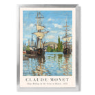 Claude Monet Ships Riding on the Seine at Rouen print in Silver Wooden Frame