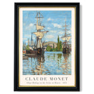 Claude Monet Ships Riding on the Seine at Rouen print in Black and Gold Frame