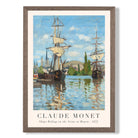 Claude Monet Ships Riding on the Seine at Rouen print in Walnut Wooden Frame