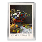 Claude Monet Flowers and Fruit print in Silver Wooden Frame