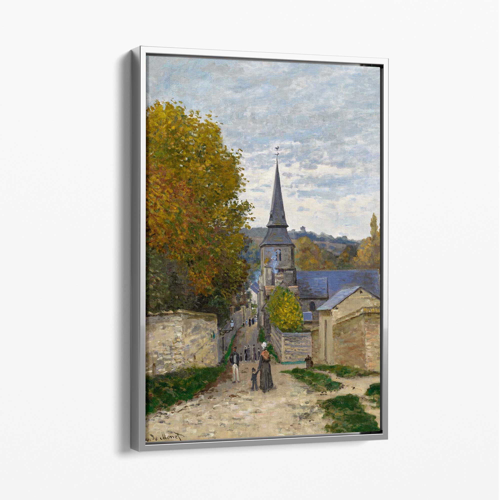 Claude Monet Street in Sainte-Adresse Canvas Art Print with Silver Float Frame