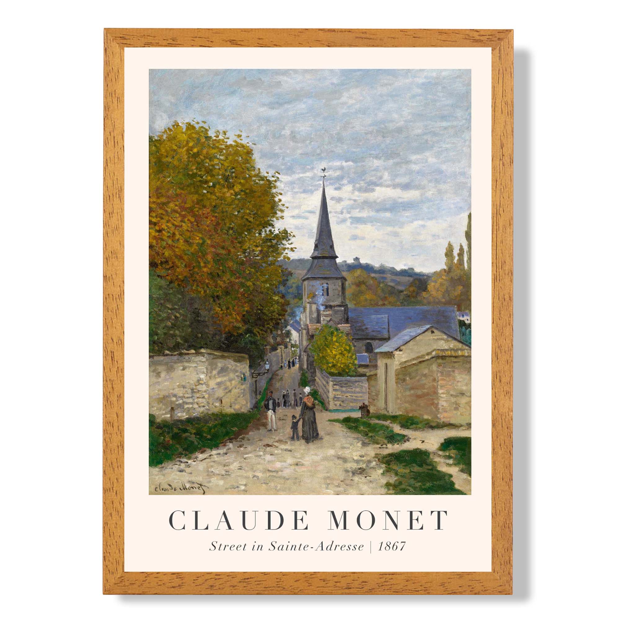 Claude Monet Street in Sainte-Adresse print in Oak Wooden Frame