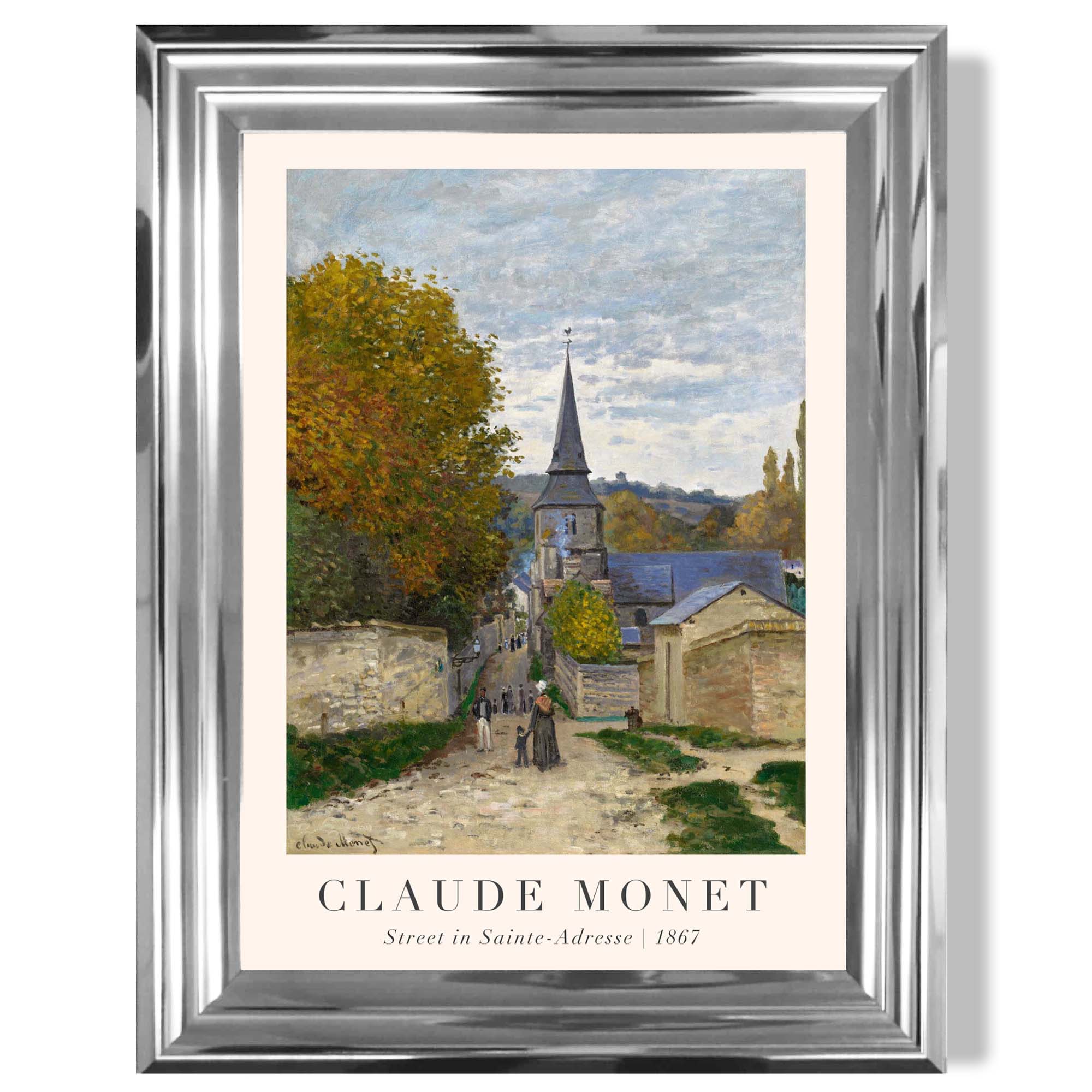 Claude Monet Street in Sainte-Adresse print in Chrome Glossy Frame