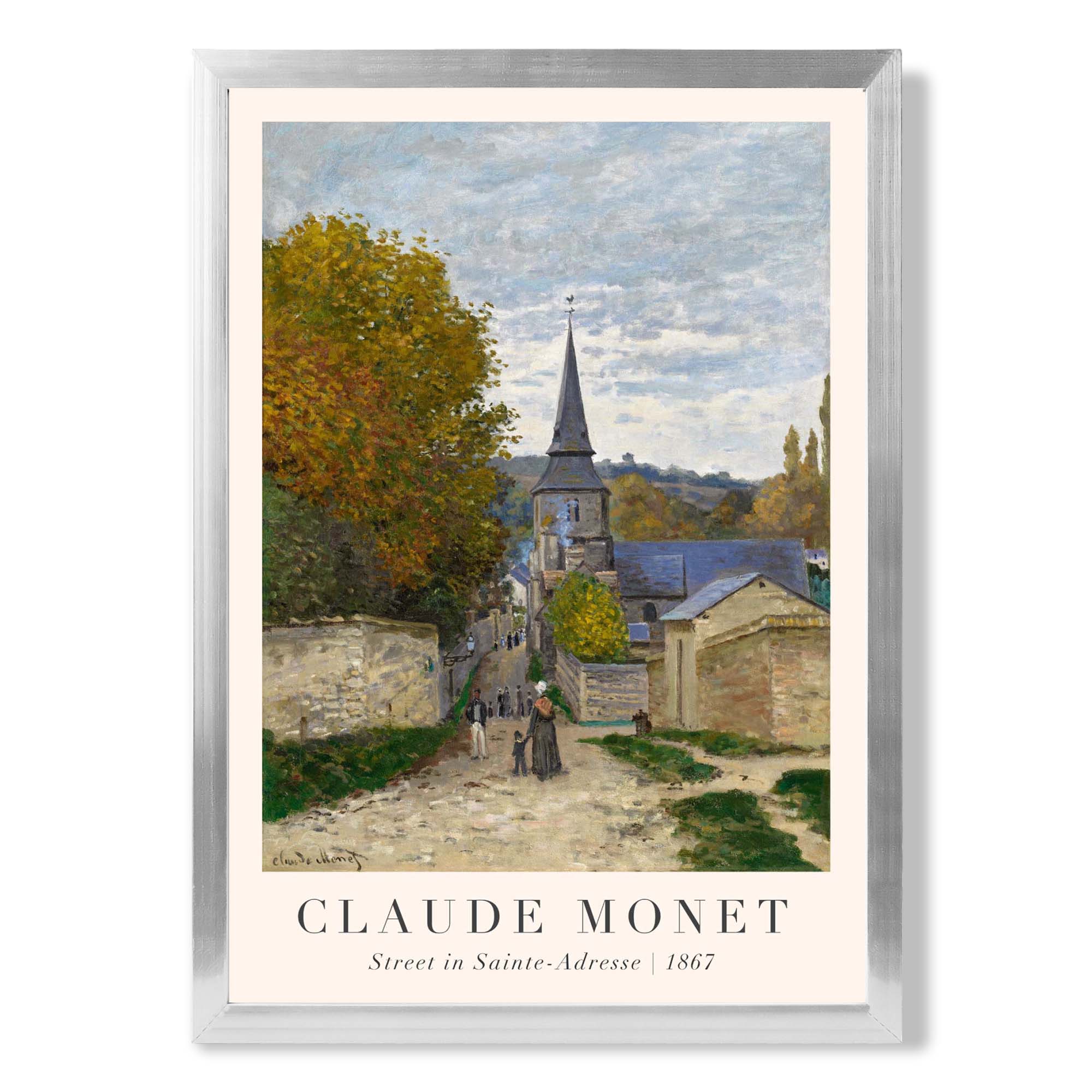 Claude Monet Street in Sainte-Adresse print in Silver Wooden Frame