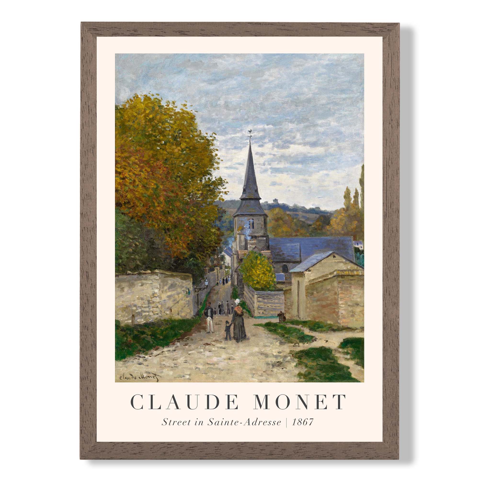 Claude Monet Street in Sainte-Adresse print in Walnut Wooden Frame
