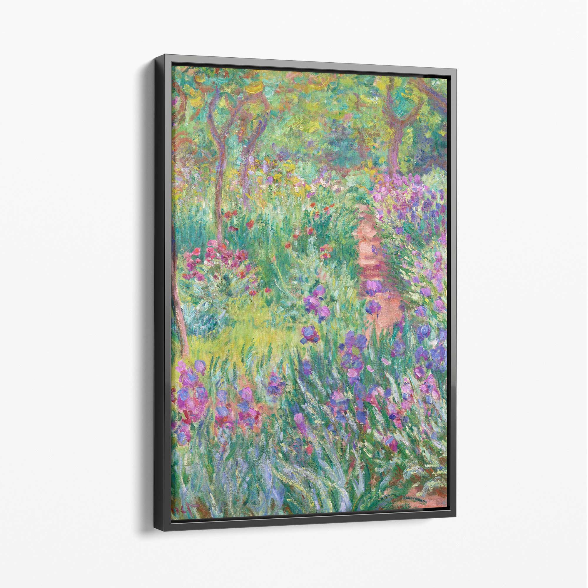Claude Monet Artist's Garden Giverny Canvas Art Print with Grey Float Frame