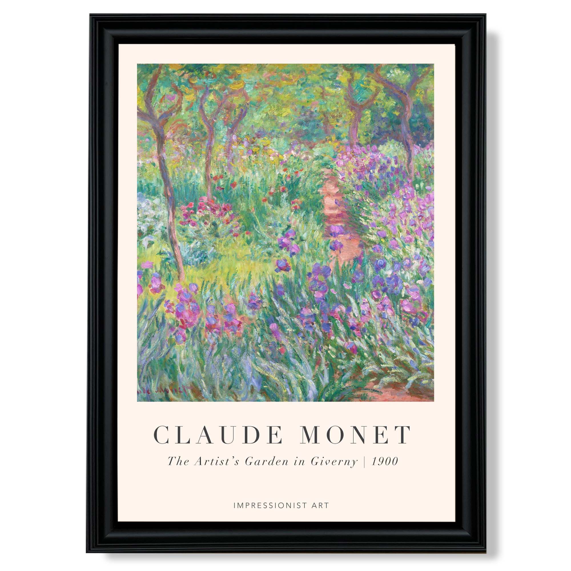 Claude Monet Artist's Garden Giverny print in Black Scoop Frame