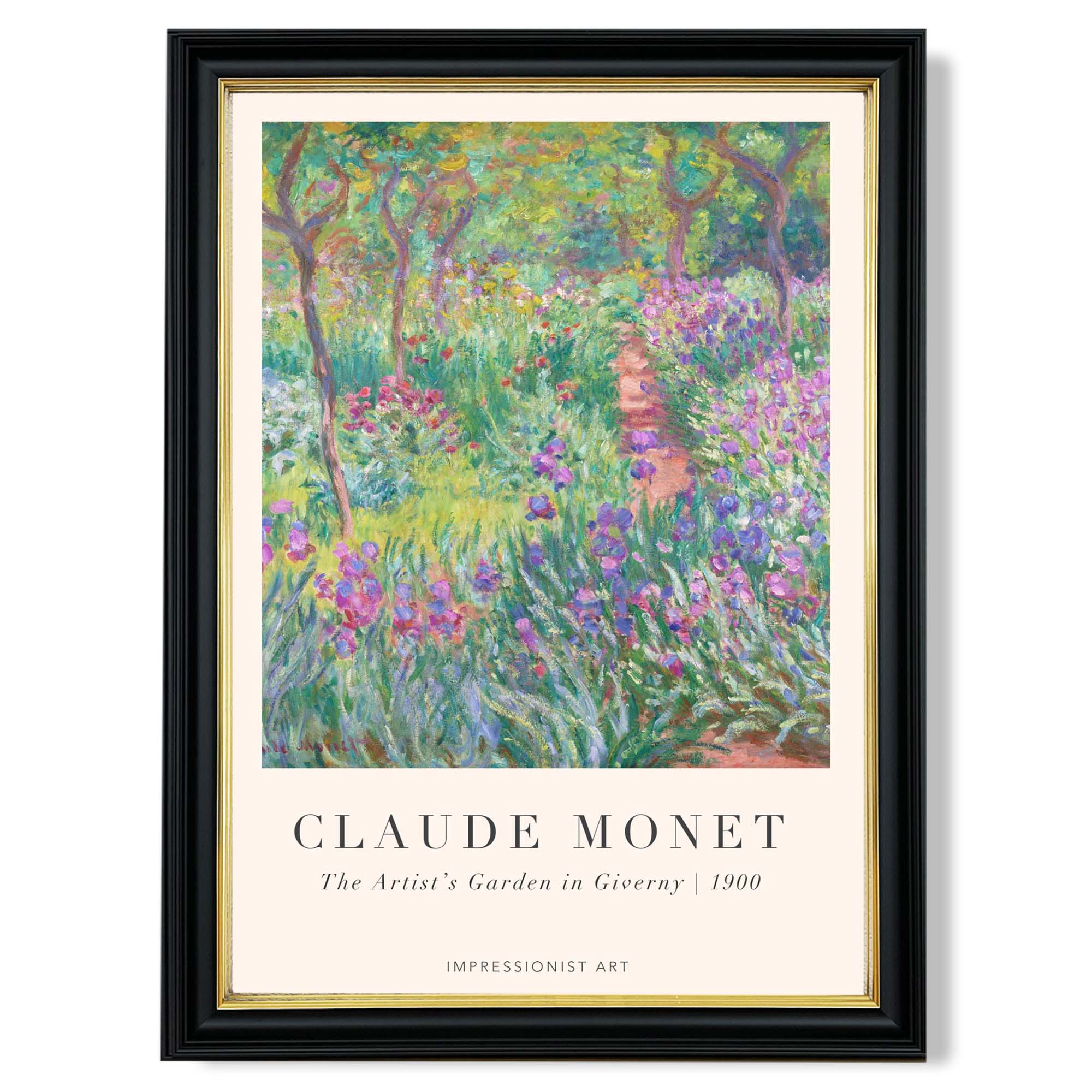 Claude Monet Artist's Garden Giverny print in Black and Gold Frame