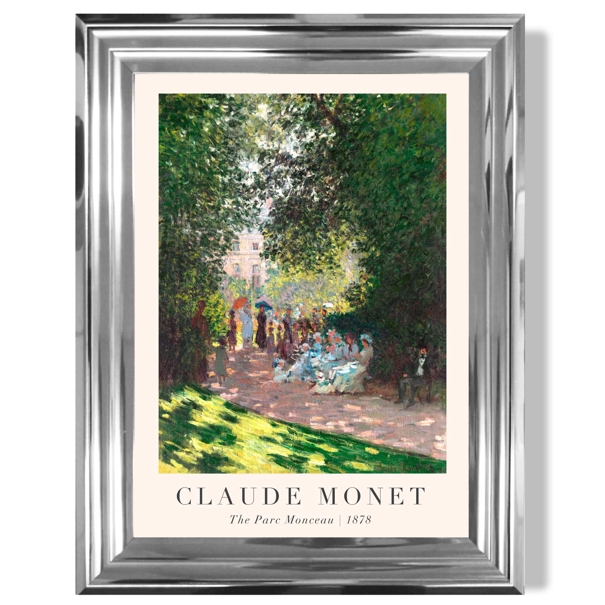 Claude Monet The Parc Monceau print in Chrome Glossy Frame