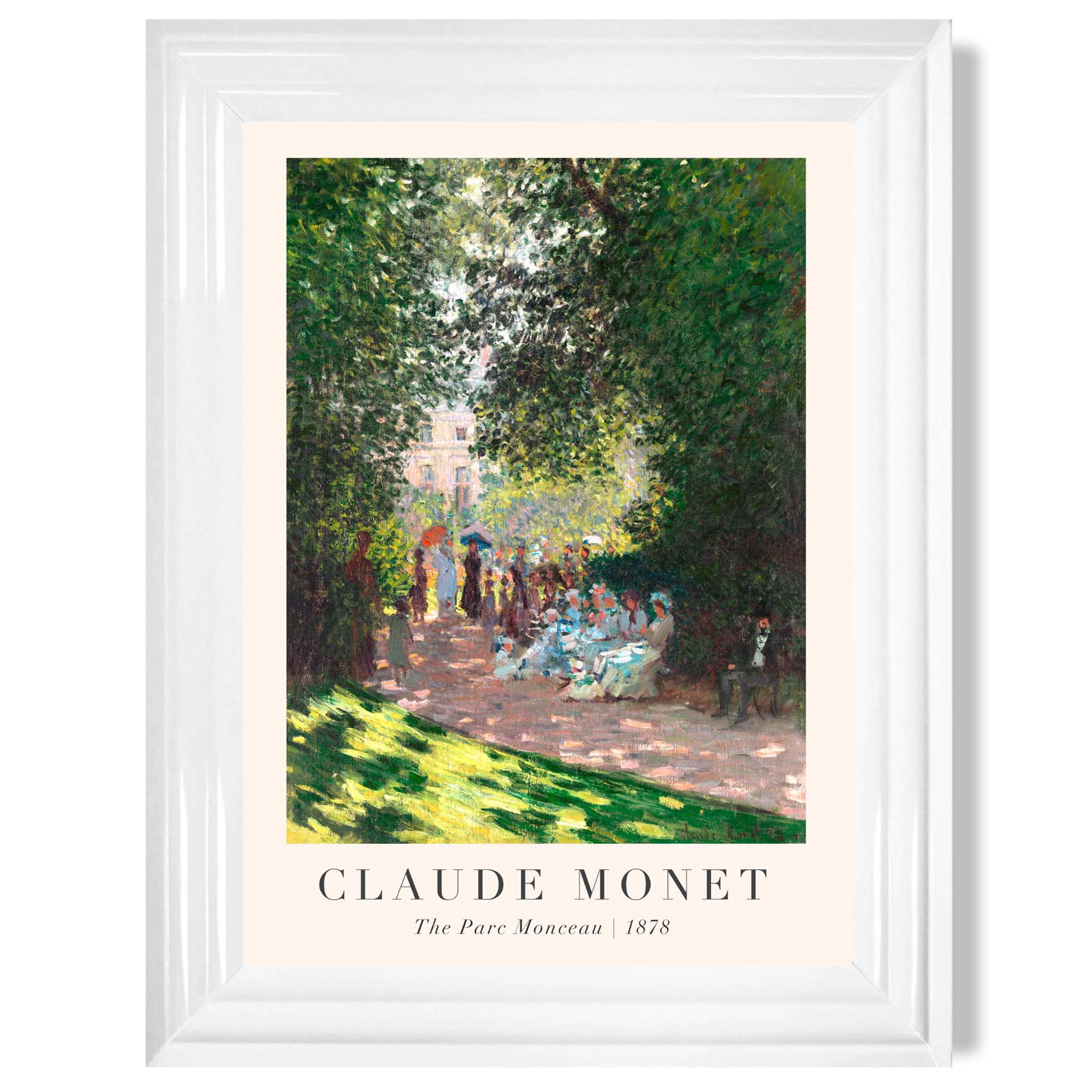 Claude Monet The Parc Monceau print in White Glossy Frame