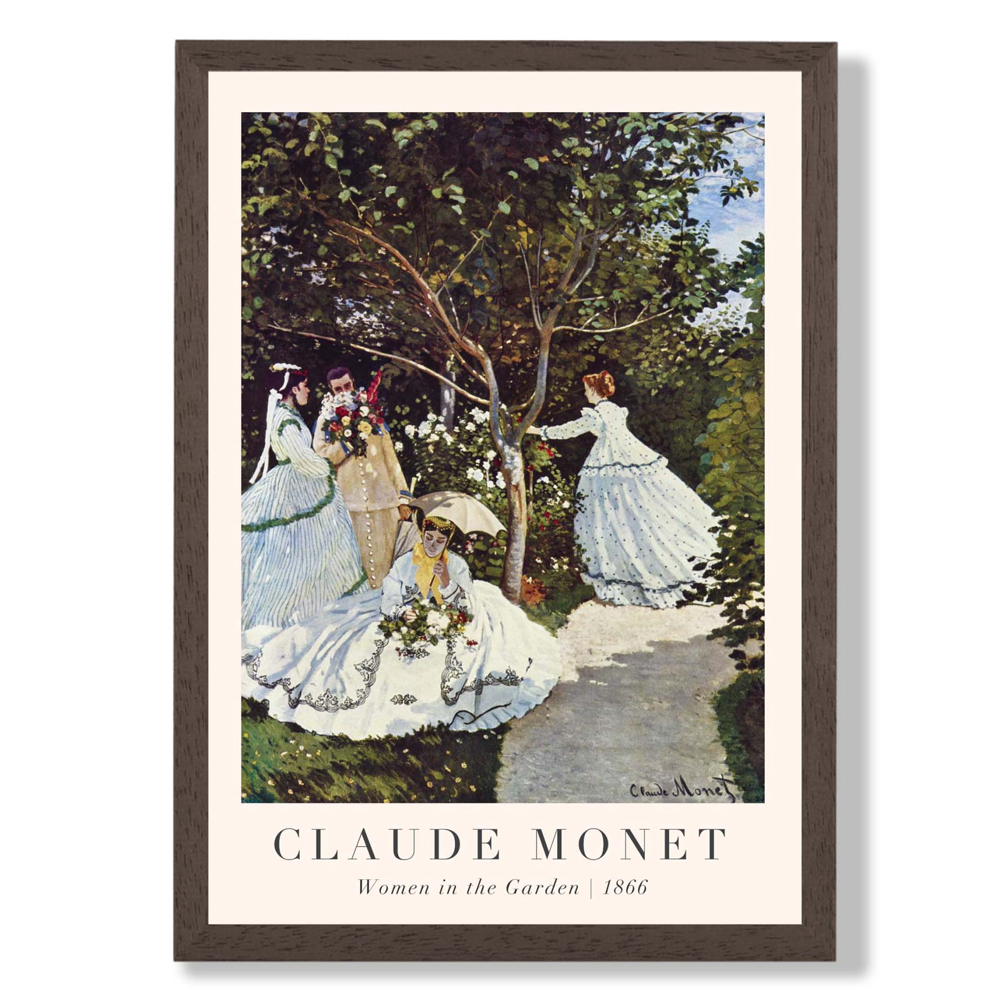 Claude Monet Women in the Garden print in Dark Wooden Frame