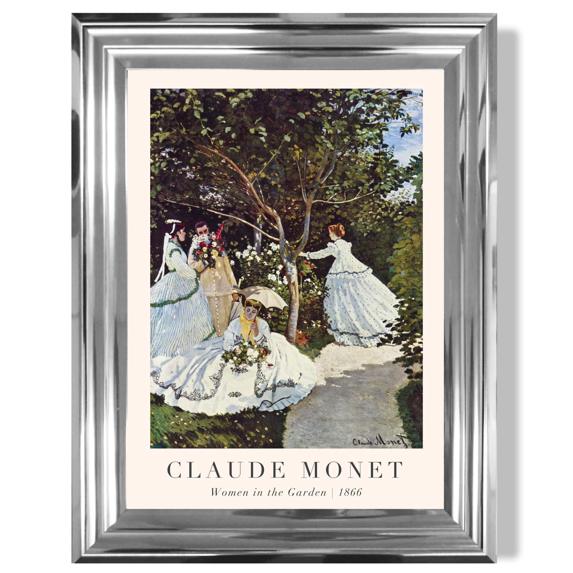 Claude Monet Women in the Garden print in Chrome Glossy Frame