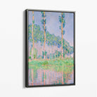 Claude Monet Poplars Canvas Art Print with Grey Float Frame