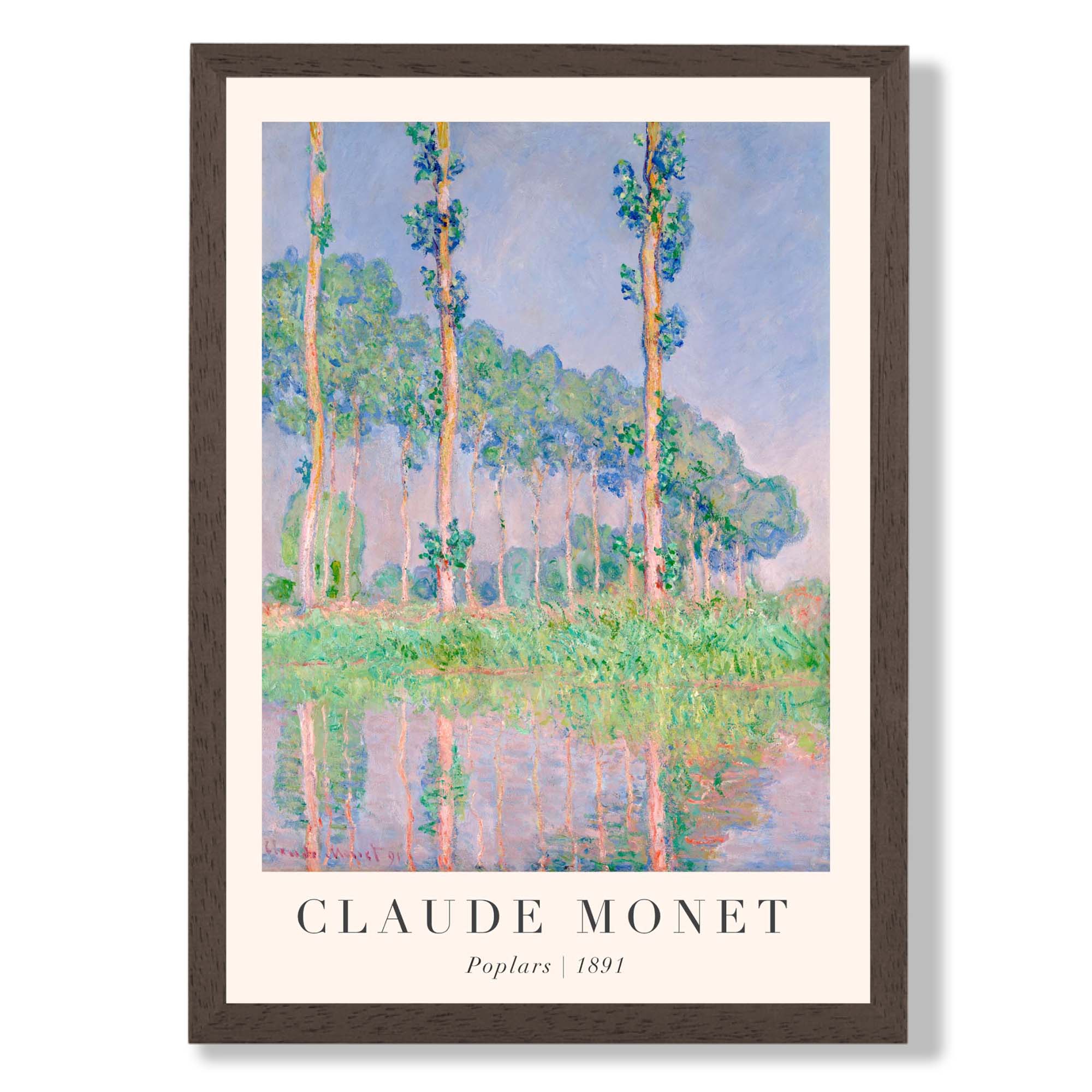 Claude Monet Poplars print in Dark Wooden Frame